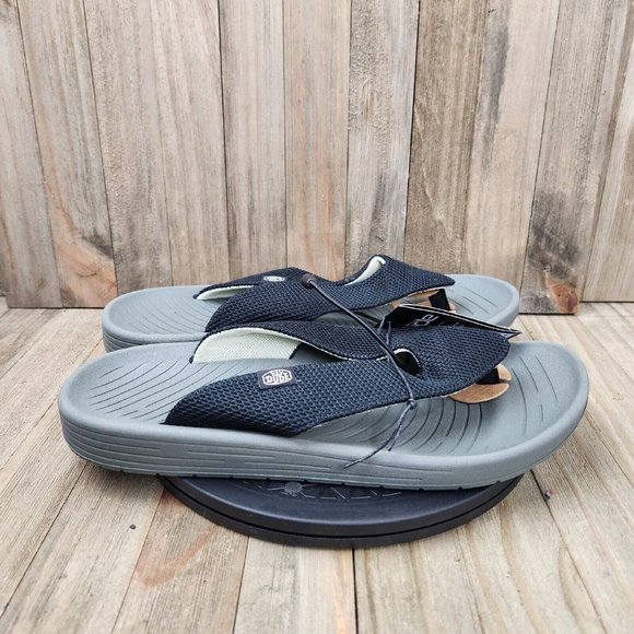 Hey Dude Milo Flip Flops Mens Size 10 Sandals Black Comfort Slide Shoe Thong NEW - Picture 4 of 7